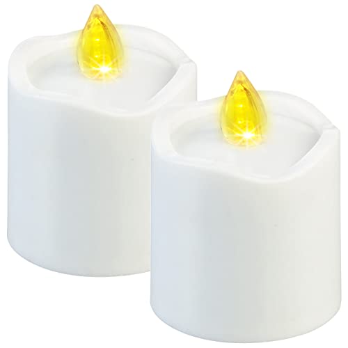 PEARL Grabkerze: 2er-Set flackernde LED-Grablicht-Kerzen, leuchtet Tag & Nacht, weiß (Grabkerze LED, Grab, Schmuck Leuchten) von PEARL