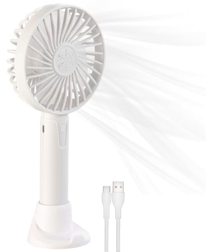 PEARL Handy Stativ: 3in1-Hand- & Tisch-Ventilator mit Handy-Halterung, Akku- & USB-Betrieb (Kleiner Handventilator, Kleiner Tisch-Ventilator, Smartphone) von PEARL