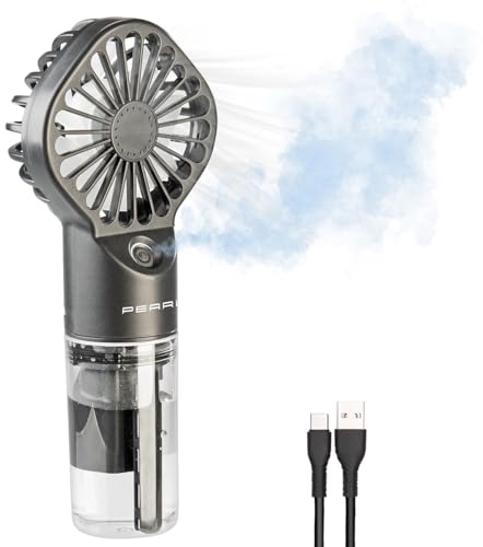 PEARL Handventilator: Akku-Taschenventilator mit Wasser-Vernebler und 20 ml-Wassertank (Handventilator mit Wasser, Taschen-Handventilator, Tischventilator) von PEARL