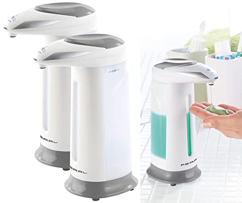 PEARL Seifenspender Sensor: 2er-Set automatische Seifenspender mit Bewegungssensor, grau (Desinfektionsspender, Handsensor, Schaumspender) von PEARL