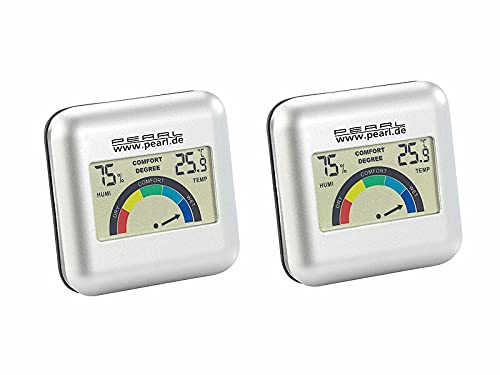 PEARL Raumklima Thermometer: 2er-Set digitales Hygrometer mit Thermometer mit grafischer Anzeige (Elektronisches Thermo-Hygrometer, Heimhygrometer, Kühlschrankthermometer) von PEARL
