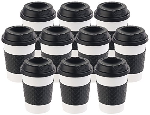 PEARL Isobecher: 10er-Set Coffee-to-go-Becher, Deckel, 350 ml, doppelwandig, BPA-frei (Isolierbecher mit Manschetten, Becher für Urlaub, Reise, Camping, Espresso) von PEARL