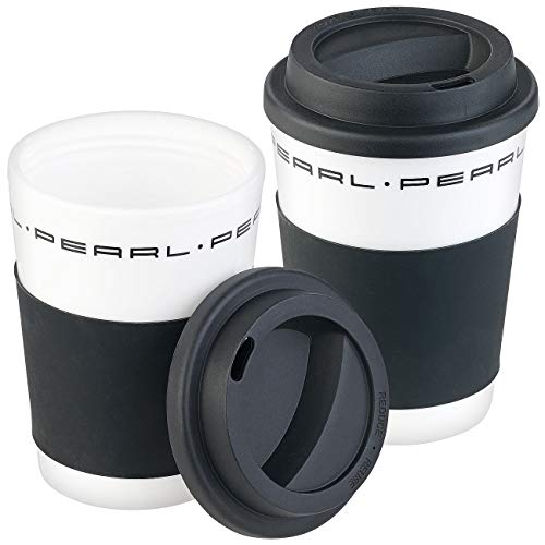PEARL Isolierbecher: 2er-Set Coffee-to-go-Becher mit Deckel, 350 ml, doppelwandig, BPA-f (Tasse mit Deckel, Becher für Urlaub, Reise, Camping, Mikrowelle) von PEARL