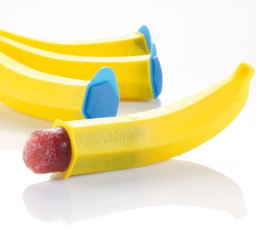 PEARL Silikonformen Eis: Silikon-Formen "Eis Banane" für Speiseeis, 4er-Set (Kinder Eis Sorbet Formen, Eisformen mit Stiel, Joghurt Maker) von PEARL