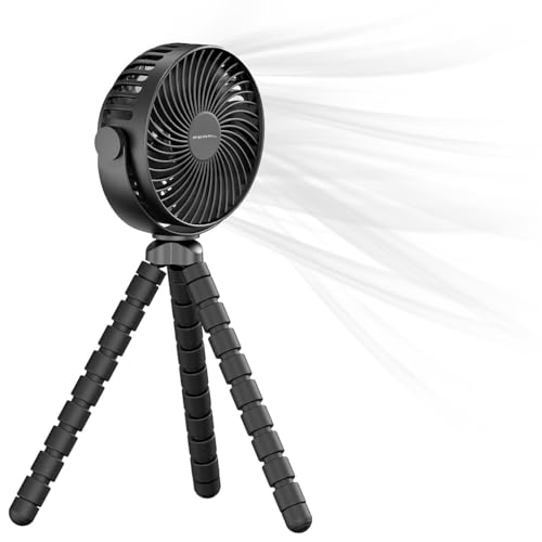 PEARL Kinderwagenventilator: 360°-Akku-Handventilator mit flexiblem Stativ, 3 Geschwindigkeiten (Autositz-Ventilator, Dreifuß-Ventilator, Lüfter) von PEARL