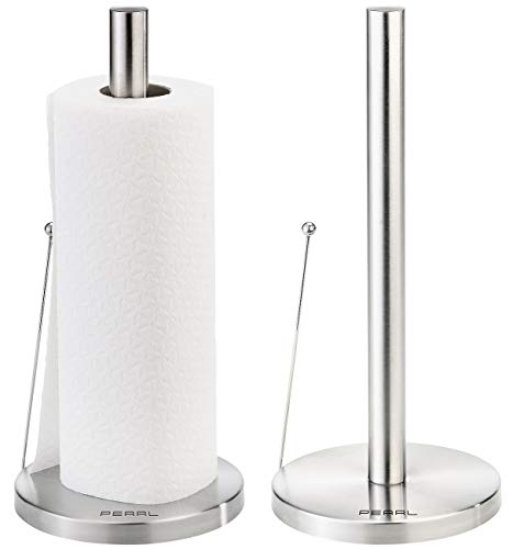 PEARL Rollenhalter für Küche: 2er-Set Küchenrollen-Halter aus Edelstahl mit praktischem Abroll-Stopp (Papier-Küchenrollenständer, Haushaltrollenhalter) von PEARL