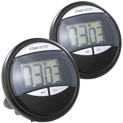 PEARL Küchenwecker: 2er-Set digitale Küchen-Timer mit Magnethalterung, klappbarem Standfuß (Timer Küche Magnet, Timer-Uhr, Backen) von PEARL