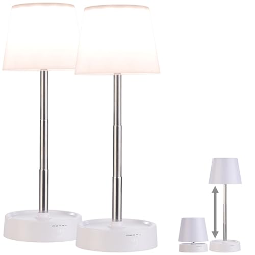 PEARL LED Tischleuchte: 2er-Set Dimmbare Teleskop-Akku-Tischleuchte, 80 lm, 1.200 mAh, USB-C (LED Akku Tischlampen, Teleskopleuchte, Kabellose Stehlampe) von PEARL
