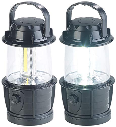 PEARL Camping Beleuchtung: 2er-Set dimmbare LED-Laternen, 3 COB-LEDs, Batteriebetrieb, 3W, 140 lm (Laterne Batterie, Lampen mit Batterie, Tischleuchten) von PEARL