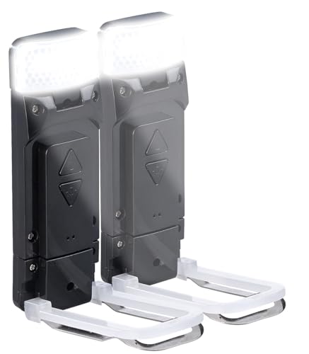 PEARL Leselampe Buch dimmbar: 2er-Set Akku-LED-Leselampen, Clip, 3 Weiß-Stufen(CCT), dimmbar,schwarz (Leseleuchte Buch, Leselampen Buüher Klemmen, Tischleuchte Batterie) von PEARL