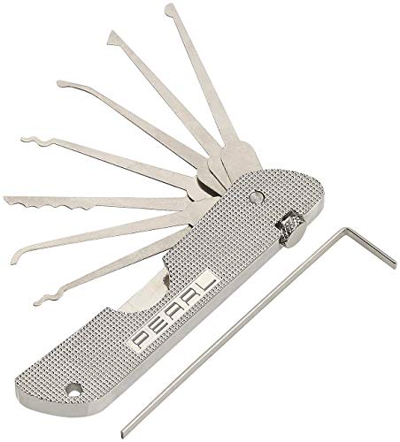 PEARL Lockpicking Set: Lockpicking-Werkzeug mit 7 Dietrichen & Spanner, Edelstahl (Schlossöffner, Schlossöffner Set, Einbruchswerkzeug für Schlösser) von PEARL