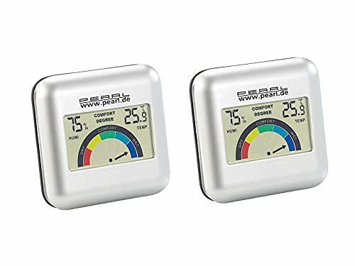 PEARL Thermo und Hygrometer: 2er-Set digitales Hygrometer mit Thermometer mit grafischer Anzeige (Digitale Thermo-Hygrometer, Digitales Hygro- und Thermometer, Kühlschrank) von PEARL