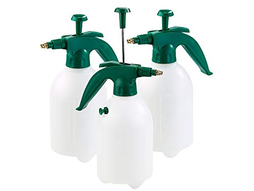PEARL Pumpflasche Garten: 3er-Set Pump-Drucksprüher mit Messingdüse und Sicherheitsventil, 1,5 l (Druckluft Sprühflasche, Sprühflasche für Pflanze und Blume, Sprühen Öl) von PEARL