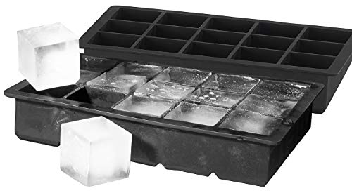 PEARL Eiswürfel Silikonform: 2er-Set Silikon-Eiswürfelformen für je 15 kleine Eiswürfel, je 3x3x3cm (Eiswürfelform große Würfel, XXL Bereiter, Eiswürfelmaschine) von PEARL