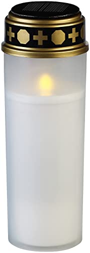 PEARL Grablicht: XXL-Solar-LED-Grabkerze mit Dauerlicht und Akku, 21 cm, weiß (LED Grablicht wasserdicht, Solar für Laterne, Beleuchtung) von PEARL