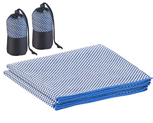 PEARL Reisehandtuch: 2er-Set schnelltrocknende, leichte Bambus-Handtücher, 80 x 40 cm (Schnell trocknende Handtücher, Outdoor-Handtücher, Mikrofaser Handtuch) von PEARL