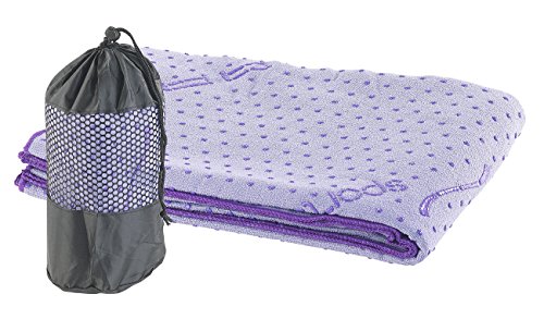 PEARL Sports Yogahandtuch mit Noppen: 2in1-Mikrofaser-Yoga-Handtuch & Auflage, saugfähig, rutschfest, lila (Saugfähiges Mikrofaser Badetuch, Sporthandtuch mit Noppen, Outdoor unterwegs) von PEARL