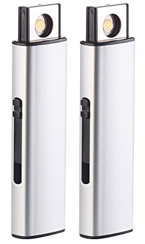 PEARL Sturmfeuerzeug USB: 2er-Set elektronische Akku-USB-Feuerzeuge, Glühspirale, windgeschützt (Stick als Feuerzeug, Sturm, Benzinfeuerzeug) von PEARL