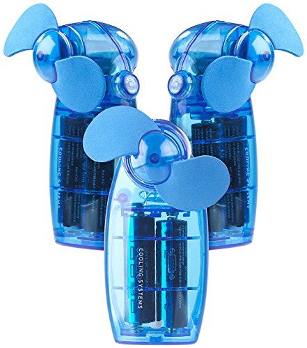 PEARL Taschenventilator: Batterie-betriebener Mini-Hand- und Taschen-Ventilator, blau, 3er -Set (Handventilator mit Batterie, Mini Handventilator, batteriebetrieben) von PEARL