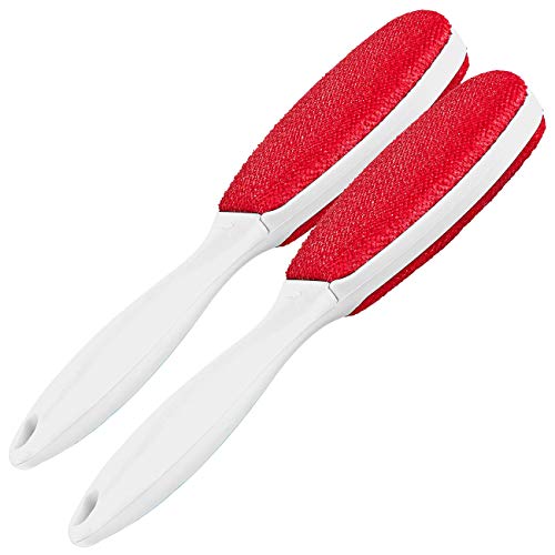 PEARL Polsterbürsten Auto: 2er-Set XL-Anti-Fussel-Bürsten, doppelseitig, für Kleidung, Möbel (Fussel und Tierhaarbürsten, Textilbürsten Auto, Haar Fusselbürste) von PEARL