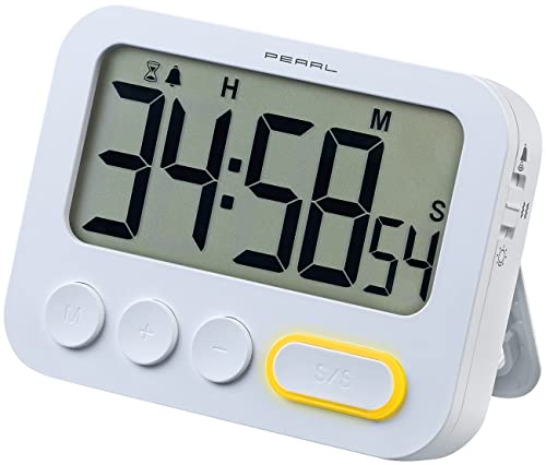 PEARL Kurzzeituhr: Digitaler Küchentimer mit Ton-, LED- und Vibrationsalarm und Uhrzeit (Timer mit Vibrationsalarm, Uhr mit, Elektrischer) von PEARL
