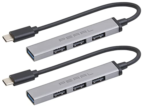PEARL USB3 Hub: 2er-Set USB-C-Hub mit 4 Ports, 1x USB 3.0, 3X USB 2.0, bis 5 Gbit/s (Passiver USB-Hub, Multiport-Hub, Festplatten Adapter) von PEARL