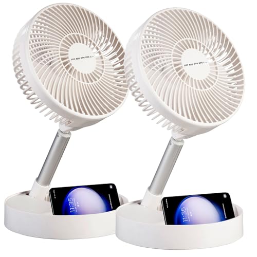PEARL Ventilator mit Akku: 2er-Set 2in1-Akku-Tisch- & Standventil., ausziehb. bis 1 m, 8,5h (Kleinraum-Ventilator, mit USB Funktion, Picknick) von PEARL