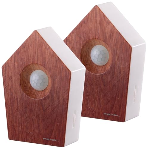 PEARL Vogelgezwitscher Box: 2er-Set Vogelgesang-Box mit Bewegungssensor, 120 s, Teak-Holz-Optik (Vogelzwitscher, Begrüßungsbox mit natürlichem Vogelgesang) von PEARL