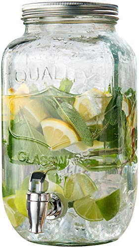PEARL Wasserspender Glas: Retro-Getränkespender aus Glas, Einmachglas-Look, Zapfhahn, 3,5 Liter (Glasspender, Wasserspender mit Hahn, Wasserkanister) von PEARL