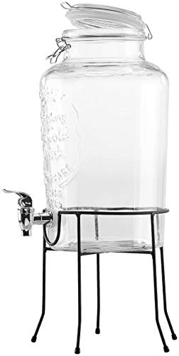 PEARL Wasserspender Glas: Retro-Getränkespender aus Glas mit Ständer, Zapfhahn, 6,5 Liter (Wasserspender Glas mit Ständer, Wasserspender mit Zapfhahn, Wasserkanister) von PEARL