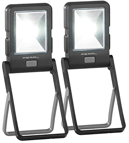 PEARL Werkstattleuchte: 2er Pack LED-Arbeitsleuchte im Baustrahler-Design mit 3 Watt COB-LED (Inspektionslampe, Mini-Baustrahler, Batterie Leuchten) von PEARL
