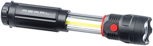 PEARL Magnettaschenlampe: 2in1-LED-Taschenlampe mit Arbeitsleuchte, Magnet, 2x 3 W, 300 lm, IPX4 (LED Taschenlampe mit Magnetfuß, Magnethalter, Magnethalterung) von PEARL