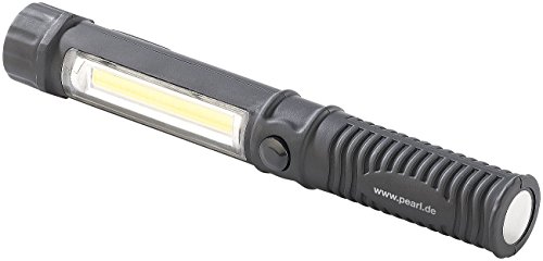 PEARL Arbeitslampe: 2in1-LED-Taschenlampe mit COB-LED-Arbeitsleuchte, Magnet, 250 lm, 2,5W (Taschenlampe mit Magnethalterung, Werkstatt Taschenlampe mit Magnet, Magnetische) von PEARL