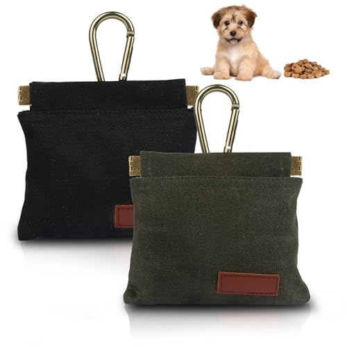 Leckerlibeutel für Hundetraining, handfreie Leckerli-Tasche für Welpen, Hunde, mit Karabiner, tragbar, automatisches Schließen, für Reisen oder Outdoor, Belohnungstasche, Schwarz, Grün, 2 Stück Leckerlibeutel für Hundetraining, handfreie Leckerli-Tasche für Welpen, Hunde, mit Karabiner, tragbar, automatisches Schließen, für Reisen oder Outdoor, Belohnungstasche, Schwarz, Grün, 2 Stück von PEASUG