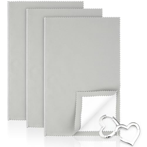 Silber-Poliertuch, groß, 25,4 x 31,8 cm, Schmuckreinigertuch, weiches Schmuck-Poliertuch, vierlagiges, doppelseitiges Silber-Reinigungstuch für Gold, Silber, Diamant, Platin-Schmuck, 3 Stück Silber-Poliertuch, groß, 25,4 x 31,8 cm, Schmuckreinigertuch, weiches Schmuck-Poliertuch, vierlagiges, doppelseitiges Silber-Reinigungstuch für Gold, Silber, Diamant, Platin-Schmuck, 3 Stück von PEASUG
