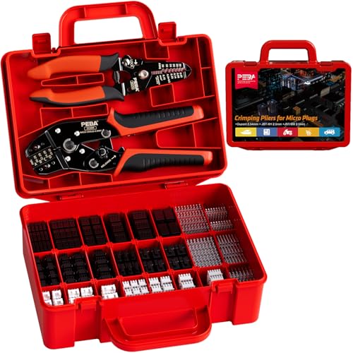 PEBA Premium Crimpzangen Set inkl. 24 Stile Dupont 2,54mm/JST-XH/JST-SM 2,5mm Stecker - Profi Zange 0,03-0,5mm² für Dupont,JST-XH/SM/SYP/PH,KF2510,TE- Stecker (Crimpzange für 2.0-3.0mm Pin Stecker) von PEBA
