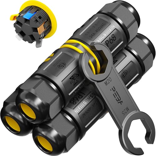 PEBA Kabelverbinder Wasserdicht 5 polig, IP68 Wasserdichte Kabelverbinder 4-14mm Kabeldurchmesser, Verteilerdose außen, 5-Leiter, Verbindungsklemme mit Hebel für Outdoor, 3 Stück Abzweigdose Schwarz von PEBA