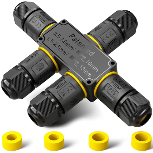 PEBA 5-Wege Kabelverbinder Wasserdicht 3 polig, IP68 Wasserdichte Kabelverbinder 4-12 mm Kabeldurchmesser, Verbindungsklemme mit Hebel für Outdoor, Verteilerdose außen, Abzweigdose Schwarz PEBA 5-Wege Kabelverbinder Wasserdicht 3 polig, IP68 Wasserdichte Kabelverbinder 4-12 mm Kabeldurchmesser, Verbindungsklemme mit Hebel für Outdoor, Verteilerdose außen, Abzweigdose Schwarz von PEBA