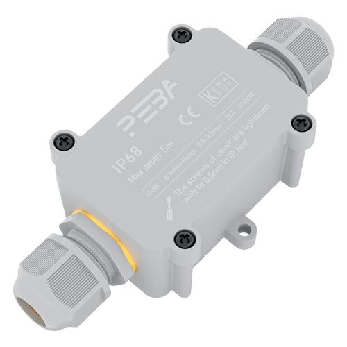 PEBA Abzweigdose, Erdkabel Klemmdose Verbindungsdose, 2 Wege Junction Box, IP68 Wasserdichte Verteilerdose, Kabelverbinder Aussen, Elektrischer Außenverteilerdose, Kabeldurchmesser 4mm-12mm, grau von PEBA