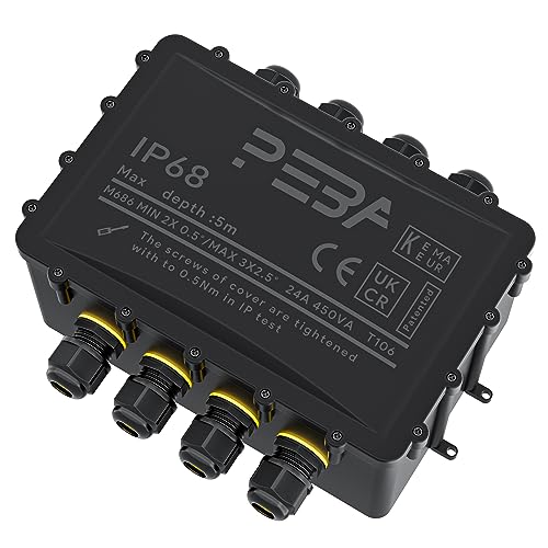 PEBA Abzweigdose IP68 Wasserdicht Kabelverbinder Aussen 8-Wege Verbindungsdose Erdkabel Schwarz Elektrischer Außenverteilerdose,Kabelverschraubung für 4-14 mm,Wasserdichte Abzweigdose Schwarz PEBA Abzweigdose IP68 Wasserdicht Kabelverbinder Aussen 8-Wege Verbindungsdose Erdkabel Schwarz Elektrischer Außenverteilerdose,Kabelverschraubung für 4-14 mm,Wasserdichte Abzweigdose Schwarz von PEBA