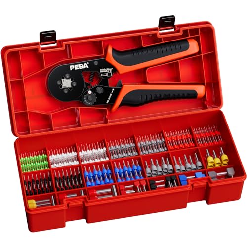 PEBA Crimpzange Aderendhülsen Set, mit 21 Arten Isoliert Aderendhülsen Set, Selbsteinstellende Aderendhülsenzange 0,25–10mm² für Draht elektroinstallation,Vierkant Crimp Zange - Crimper Tool Set von PEBA