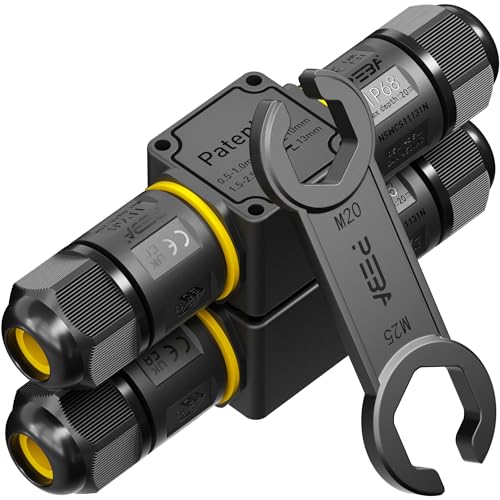 PEBA Kabelverbinder Wasserdicht 3 polig, 2-Wege IP68 Wasserdichte Kabelverbinder 4-12 mm Kabeldurchmesser, Verteilerdose außen, 3-Leiter, Verbindungsklemme mit Hebel für Outdoor, Abzweigdose 2 Stück von PEBA
