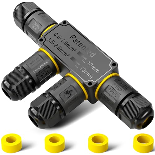 PEBA Kabelverbinder Wasserdicht 3 polig, 4-Wege IP68 Wasserdichte Kabelverbinder 4-12 mm Kabeldurchmesser, Verteilerdose außen, Verbindungsklemme mit Hebel für Outdoor, Abzweigdose Schwarz PEBA Kabelverbinder Wasserdicht 3 polig, 4-Wege IP68 Wasserdichte Kabelverbinder 4-12 mm Kabeldurchmesser, Verteilerdose außen, Verbindungsklemme mit Hebel für Outdoor, Abzweigdose Schwarz von PEBA