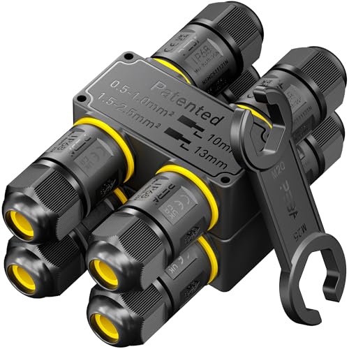 PEBA Kabelverbinder Wasserdicht 3 polig, 4-Wege IP68 Wasserdichte Kabelverbinder 4-12mm Kabeldurchmesser,Verteilerdose außen, Verbindungsklemme mit Hebel für Outdoor,H-Form Abzweigdose Schwarz 2 Stück PEBA Kabelverbinder Wasserdicht 3 polig, 4-Wege IP68 Wasserdichte Kabelverbinder 4-12mm Kabeldurchmesser,Verteilerdose außen, Verbindungsklemme mit Hebel für Outdoor,H-Form Abzweigdose Schwarz 2 Stück von PEBA