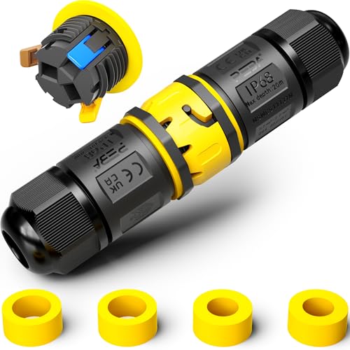 PEBA Kabelverbinder Wasserdicht 3 polig IP68 Steckbarer Wasserdichte Kabelverbinder, Kabelschnellverbinder mit Stecker und Buchse für 4-12mm, Verbindungsklemme mit Hebel, Schwarz von PEBA