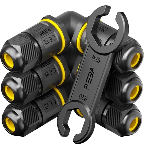 PEBA Kabelverbinder Wasserdicht Abzweigdose IP68 Verteilerdose Klemmdose für Aussen L-Form 3-polig für Ø4mm-12mm Kabeldurchmesser für Garten im Freienwasserdicht, 3 Stück Schwarz von PEBA