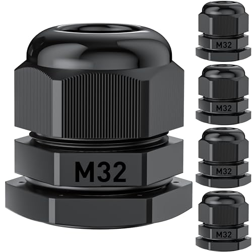 PEBA Kabelverschraubung M32 x 1,5 Wasserdicht Kabeldurchführung,IP68 Kabelverschraubungen Set mit Gegenmutter Kunststoff,Kabeleinführung Verstellbare für 16-21mm, Gummitülle Kabeldurchführung Schwarz PEBA Kabelverschraubung M32 x 1,5 Wasserdicht Kabeldurchführung,IP68 Kabelverschraubungen Set mit Gegenmutter Kunststoff,Kabeleinführung Verstellbare für 16-21mm, Gummitülle Kabeldurchführung Schwarz von PEBA