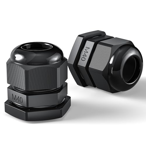 PEBA Kabelverschraubung M40 x 1,5 Wasserdicht Kabeldurchführung,IP68 Kabelverschraubungen Set mit Gegenmutter Kunststoff, Kabeleinführung Verstellbare für 22-32mm,Gummitülle Kabeldurchführung Schwarz von PEBA