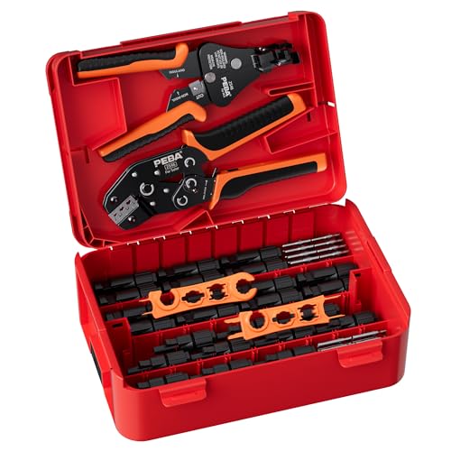 PEBA Solarstecker Crimpzange Set, 14 Paars IP68 Solarstecker, Crimper, Solar Crimp Zange 1.5-6.0 mm² für Solarpanel PV Solarkabel, mit Pro Abisolierzange | Crimpwerkzeug für Solaranlage Photovoltaik von PEBA