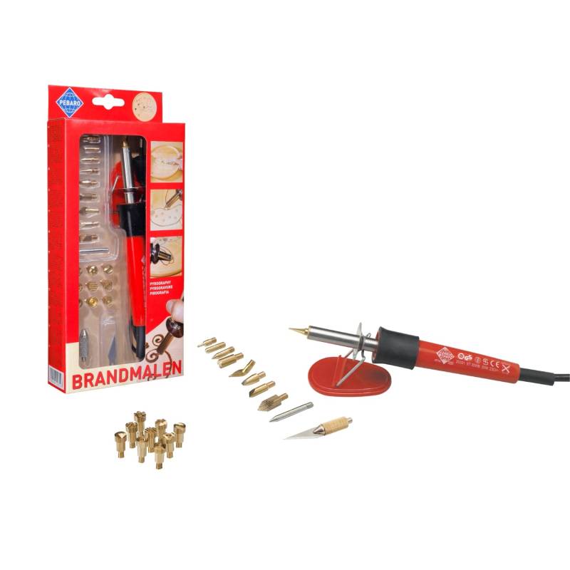 Pebaro Brandmal-Set mit 20 Aufsätzen zum Brandmalen Löten und Styroporschneiden von PEBARO